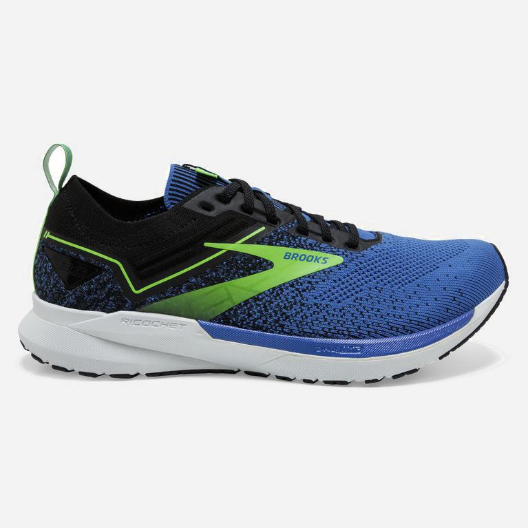 Brooks Ricochet 3 NZ - Men's Lightweight Road Running Shoes - India Ink/Blue/Green Gecko (42307-MKPN